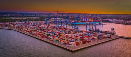 port gdansk dct terminal from aboveの写真素材
