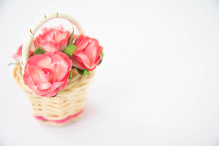 beautiful artificial flowers on white background. Art soft focusの写真素材