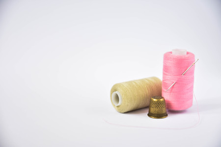 threads on a white backgroundの写真素材