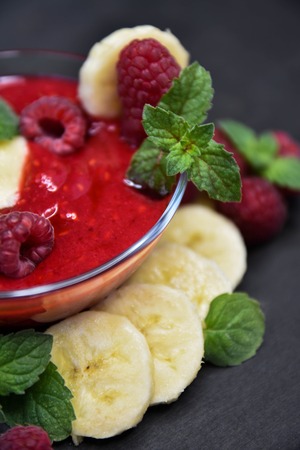 Raspberry smoothies, art soft focusの写真素材