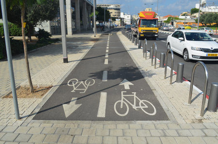 Bicycle path. Tel Aviv - Yaffo, Israel