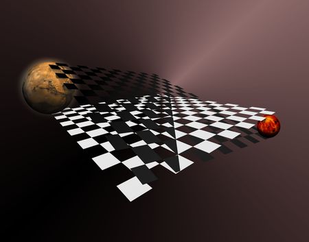 Mard and Venus coupled by intersected planesの写真素材