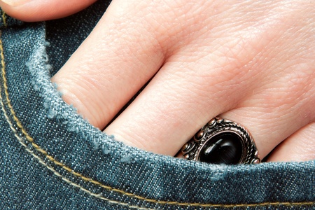 Hand in the pocketの写真素材