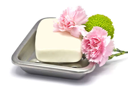 soap bar with flowers の写真素材