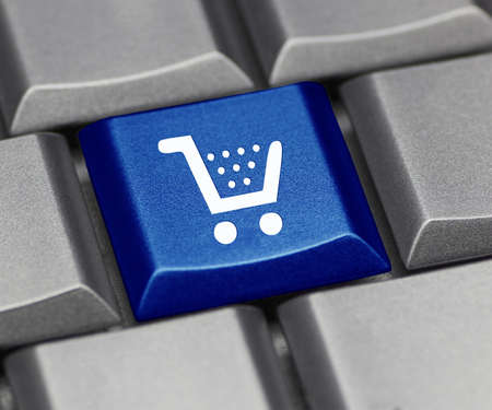 computer key shiny blue - cartの写真素材