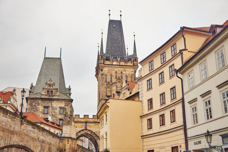 Lesser Town Bridge Tower in Prague is entrace to Mala Strana from the Charles Bridge.の写真素材