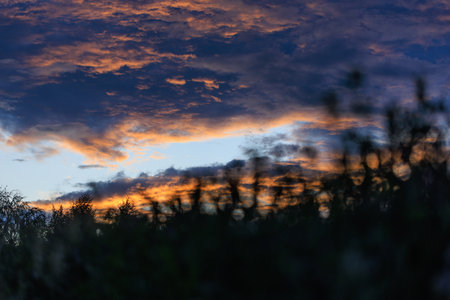 Evening colorful clouds - sunlight with dramatic sky.の写真素材
