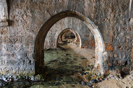 Arches of the old shipyard of Alanya, Turkey.の写真素材