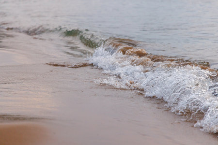 A small wave came on the shore.の写真素材