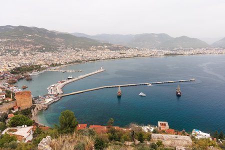 Wide panoramic view of Alanya from above.の写真素材