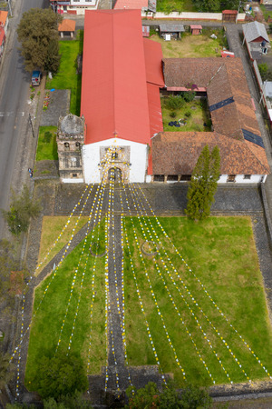 Aerial photograph of the town of Zacan Michoacan Mexico.のeditorial素材