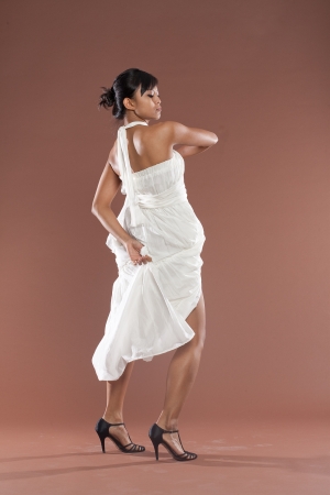 Beautiful flamenco dancer in white dressの写真素材