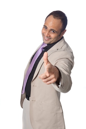 Good looking businessman in suit, isolatedの写真素材