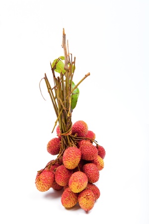 Isolated bunch of juicy red lycheesの写真素材
