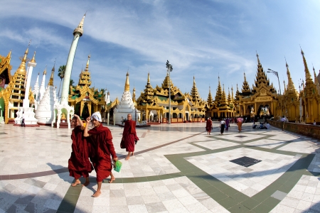 YANGON, MYANMAR - JAN 28  Buddhist devotees at the full moon festival, Shwedagon Pagoda, January 28, 2010 in Myanmar  Burma  のeditorial素材