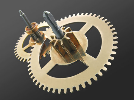  Closeup of gears from clock works.