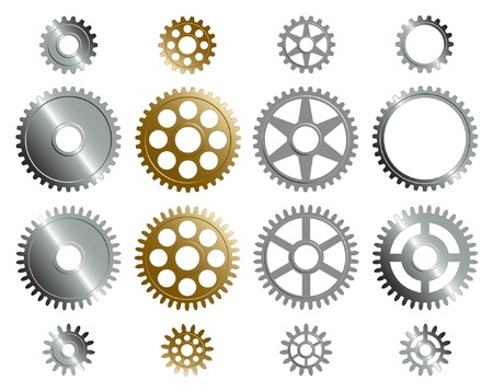Various gears on the white background.のイラスト素材