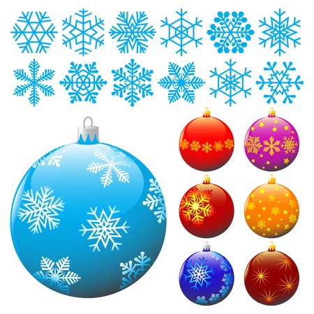 Collection of snowflakes and christmas balls.のイラスト素材
