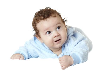  Cute curly baby isolated on the white background.の写真素材