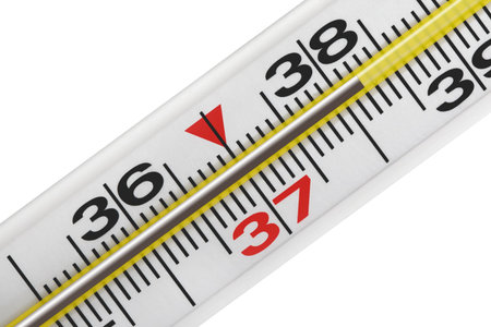 Close-up of a medical thermometer isolated on the white background.