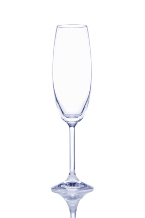Closeup of empty champagne glass isolated on the white background, clipping path included. の写真素材