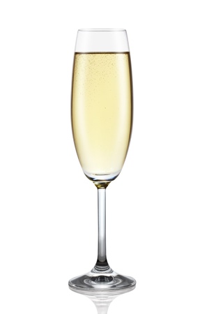 Glass of champagne isolated on the white background, clipping path included. の写真素材