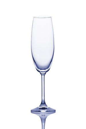 Close-up of empty champagne glass isolated on the white background, clipping Path included. の写真素材