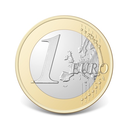 One euro coin, isolated on the white background, clipping Path included.の写真素材