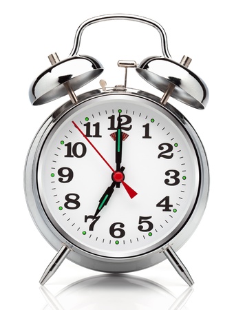Alarm clock, isolated on the white background, clipping path included.の写真素材