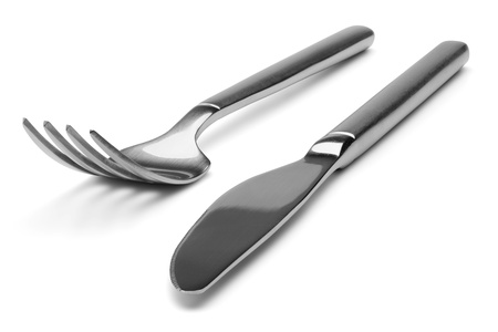Knife and fork, isolated on the white background, clipping path included の写真素材