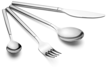 Knife, fork and spoons, isolated on the white background, clipping path included の写真素材