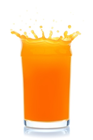Orange juice splash, isolated on the white background, clipping path included の写真素材