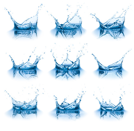 Collection of water splashes, isolated on the white background  の写真素材