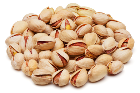 Pistachio nuts, isolated on the white background,の写真素材