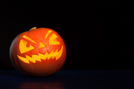 Halloween pumpkin on dark.の写真素材