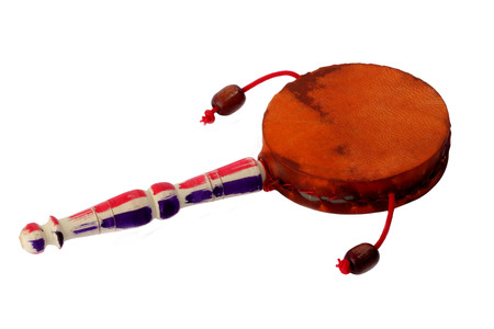 Damaru drum percussion instrument with a handleの写真素材