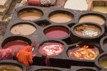 The famous Chouwara Tannery of Fes, Moroccoの写真素材