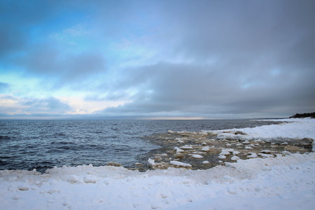 Winter at Baltic Sea in Riga, Latviaの写真素材