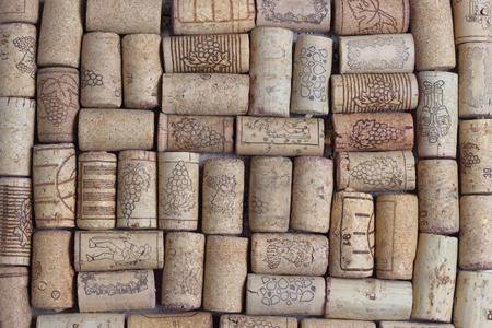 Closeup pattern background of different wine corksの写真素材