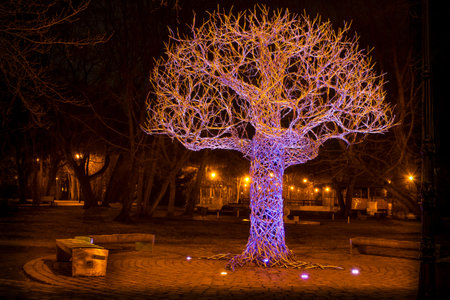 LIEPAJA, LATVIA - March, 2017: Memorable place Tree of Ghosts. This is an impressive six-meter tree,...