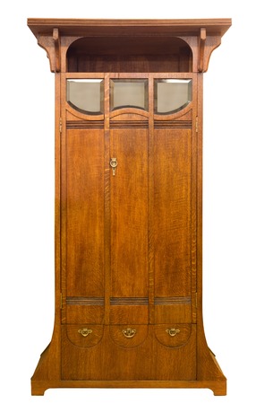 Antique wooden Art Nouveau cabinet just restored on whiteの写真素材