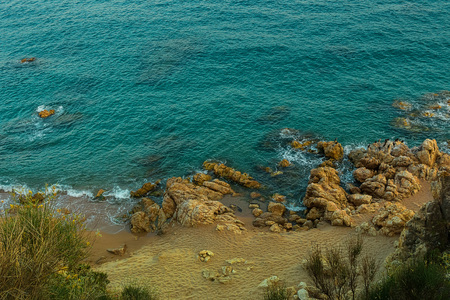 Mediterranean beach near Calella at the Costa Brava, Spain.の写真素材