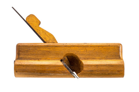 Old carpenter tool wood Plane on a white background