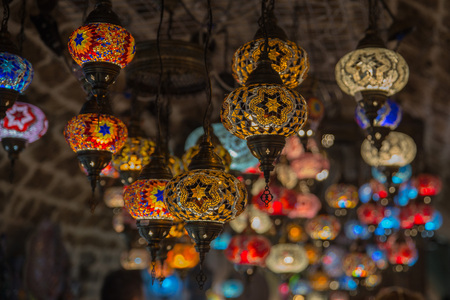 Turkish mosaic lamp oriental traditional lightの写真素材