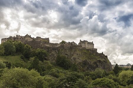 Looking up the hill at Edinburgh Castle.の写真素材