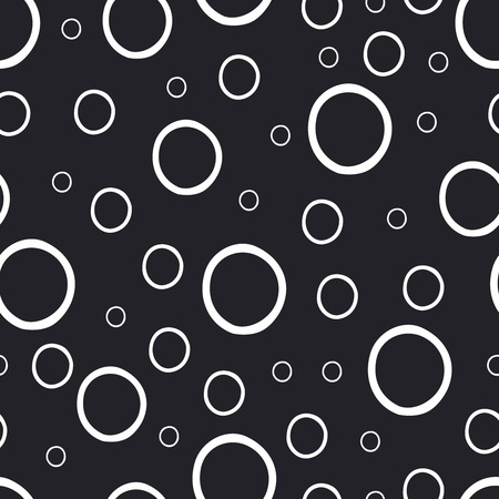 Cute hand drawn seamless pattern with circles in modern style. Background in black and white colors. Monochrome texture. Vector illustration can be copied without any seams.のイラスト素材