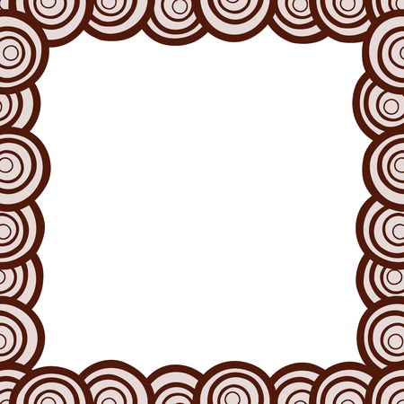 Abstract hand-drawn circles frame in brown and pink. Vector illustration.のイラスト素材