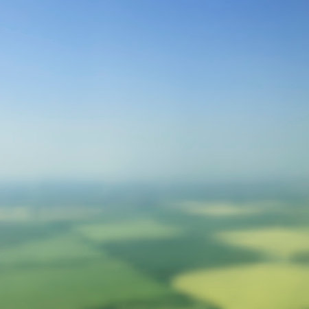 Vector blurred landscape as seen from plane. Travel background. Web, mobile interface template....