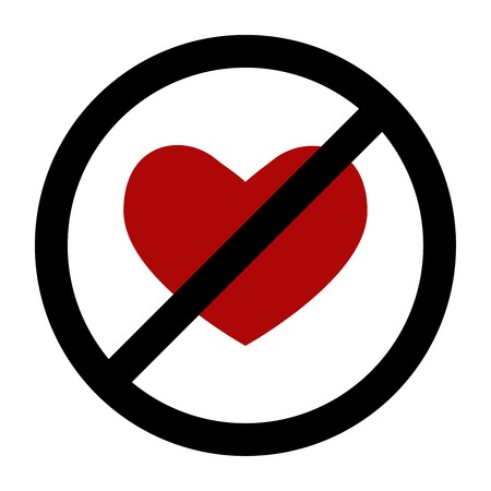 Funny interior sign No love for St.Valentine decorations. Vector illustration isolated on white.のイラスト素材