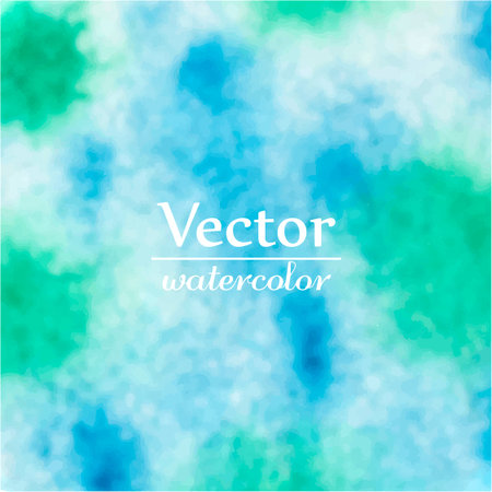 Vector green and blue watercolor background. Watercolor texture. Decoration design element. Textured backdrop. Square banner. Hand drawn design element. Realistic paper texture. Vector illustration.のイラスト素材
